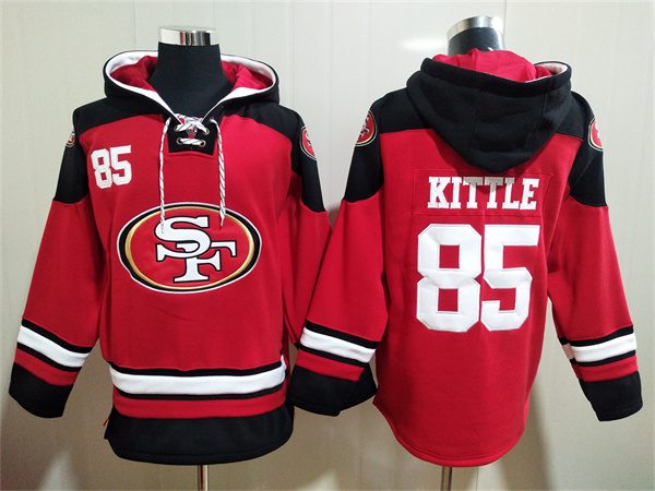Men's San Francisco 49ers #85 George Kittle Red All Stitched Sweatshirt Hoodie